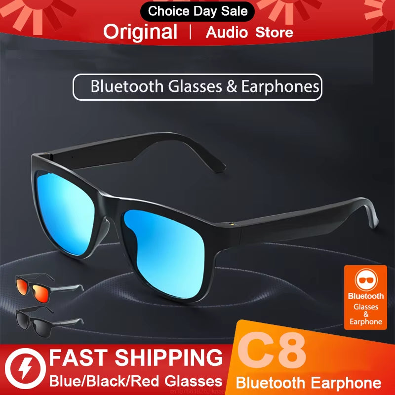 New Original Lecoo C8 Smart Glasses Headphone Wireless Bluetooth Sunglasses Outdoor Sport Earphone HD Mic Calling Headset 120Mah